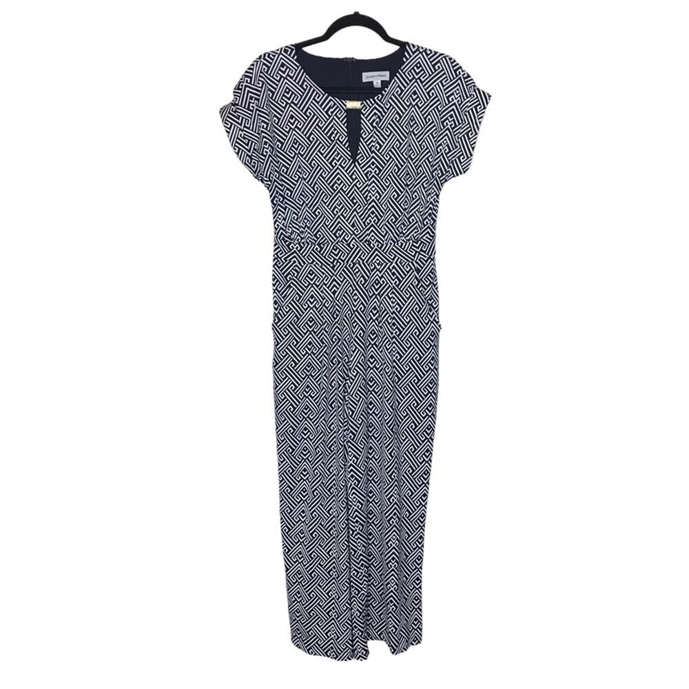 Shelby & Palmer Size Small Geometric Print Long Jumpsuit/Romper-Palazzo Legs
